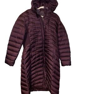 Duluth trading co Women's plum Puffer Long Coat winter hooded parka size XL